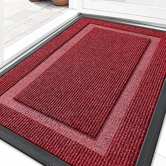 OLANLY Front Door Mat Indoor Outdoor Entrance, Waterproof All-Season, All-Weather Doormat, Sturdy Natural Rubber, Fade Resistant, Low Profile, Easy Clean Patio Porch Entryway Mat, 29.5x17, Wine Red