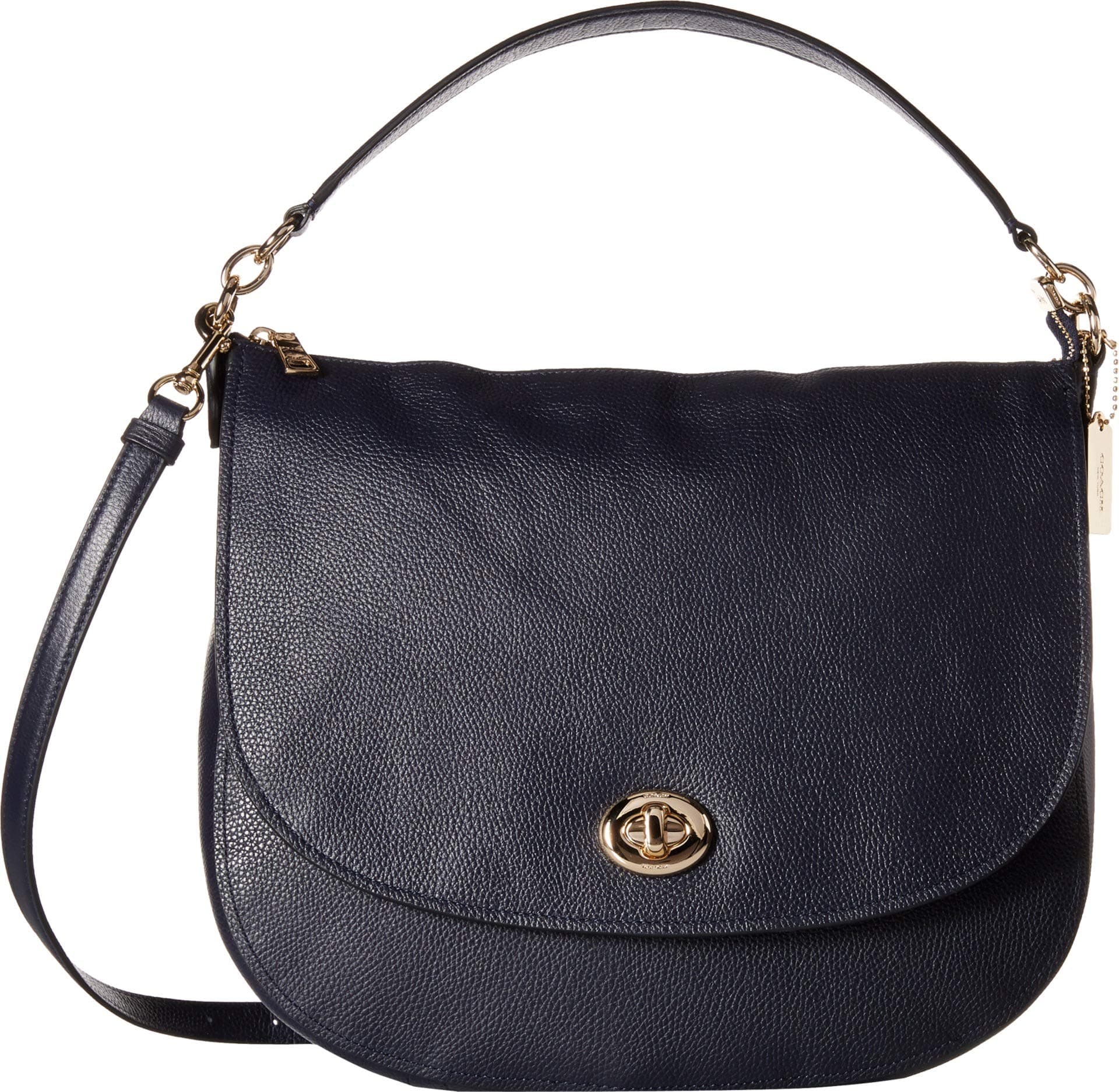 Womens Pebbled Turnlock Hobo