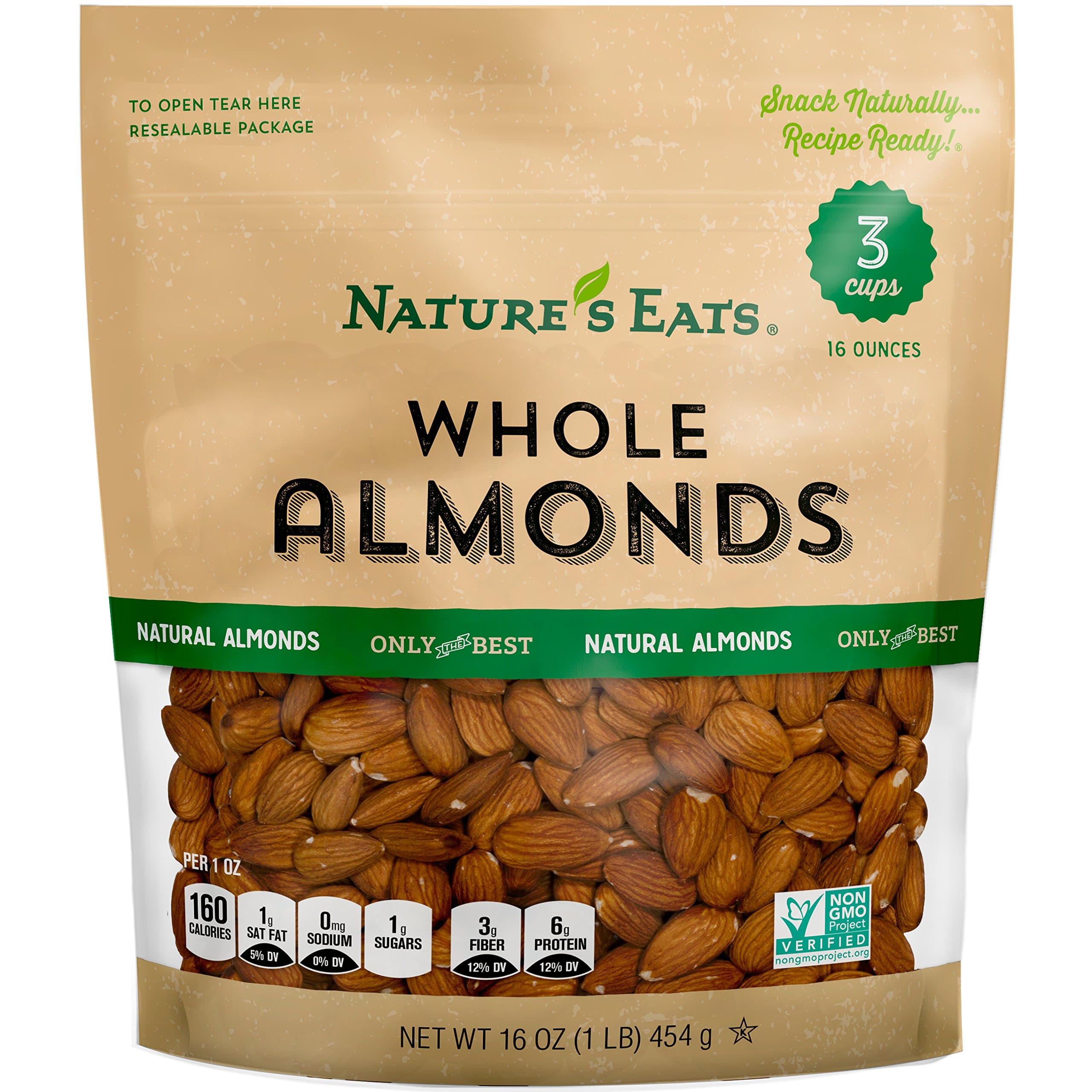 Whole Almonds, Natural, 16 Oz
