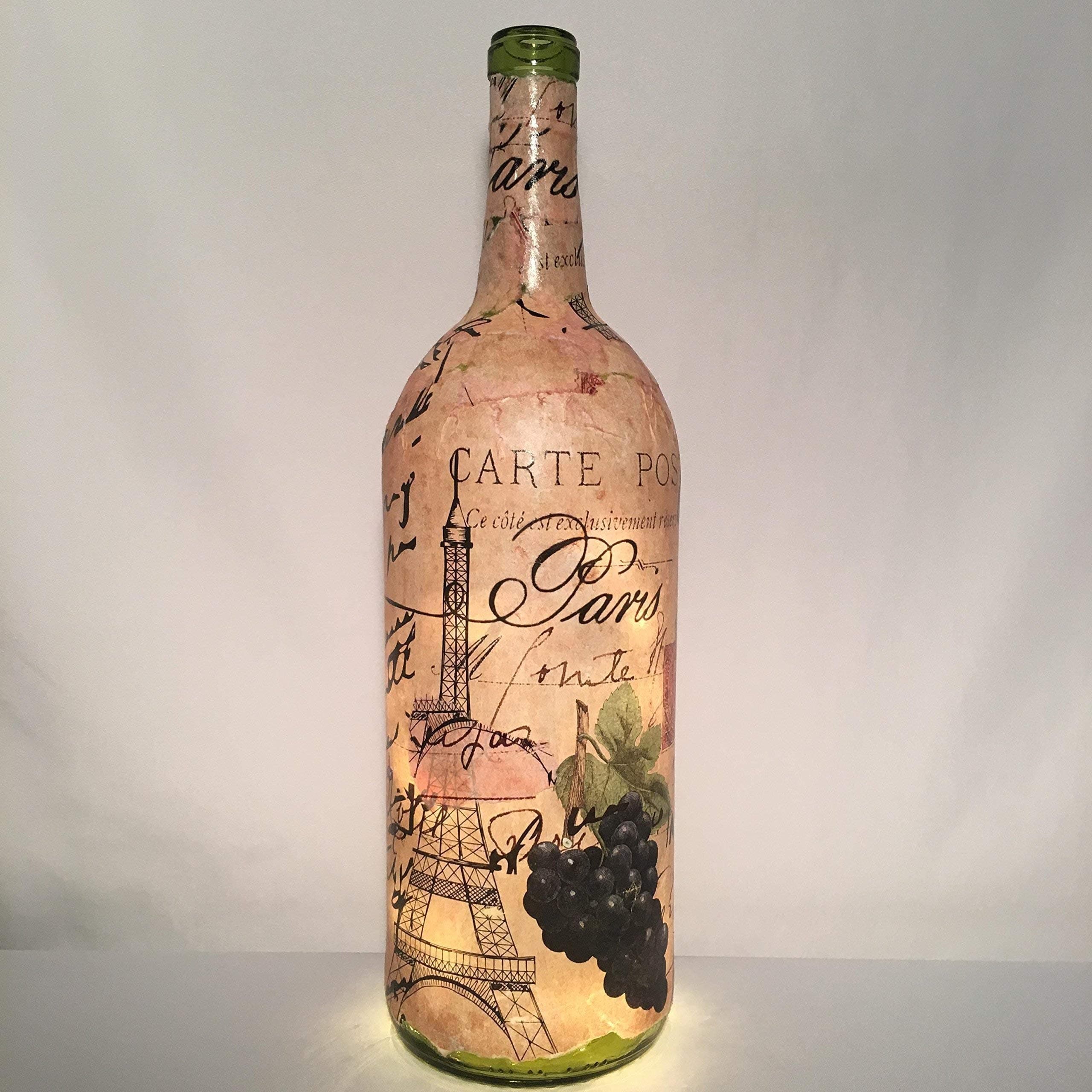 Vintage Paris Wine Bottle Lamp