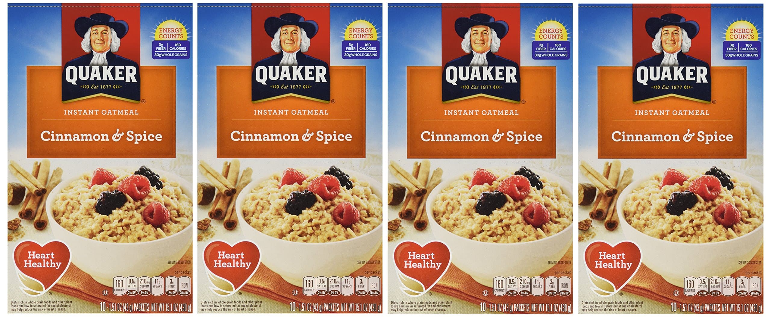 Instant Oatmeal Cinnamon & Spice, 8-Count Boxes (Pack of 4)