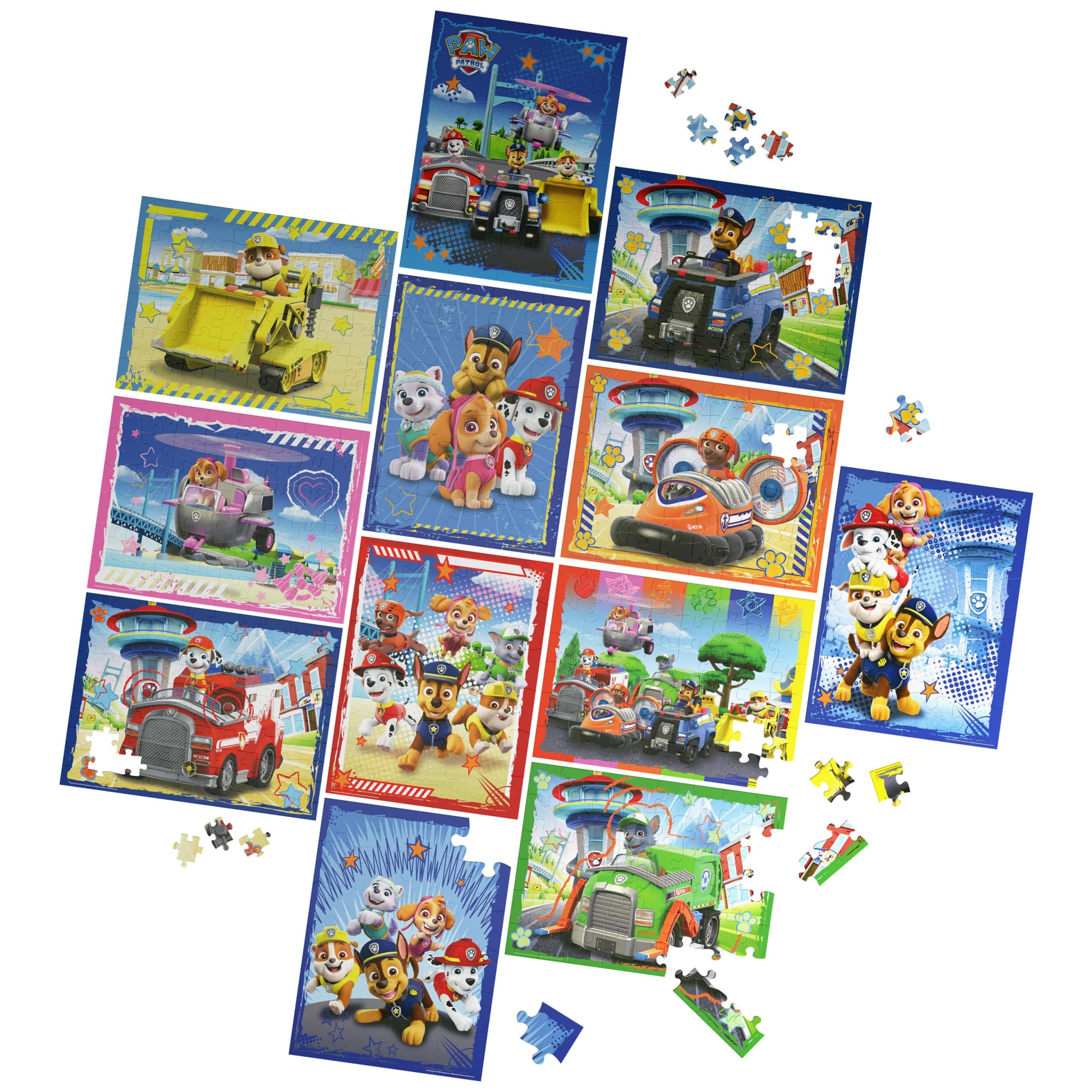 PAW Patrol Puzzles 12-Pack, 24, 48, & 100 Pieces, Kids Puzzles, Featuring Chase, Marshall, Skye, Everest, Rubble, Zuma, Rocky, for Ages 4 & Up