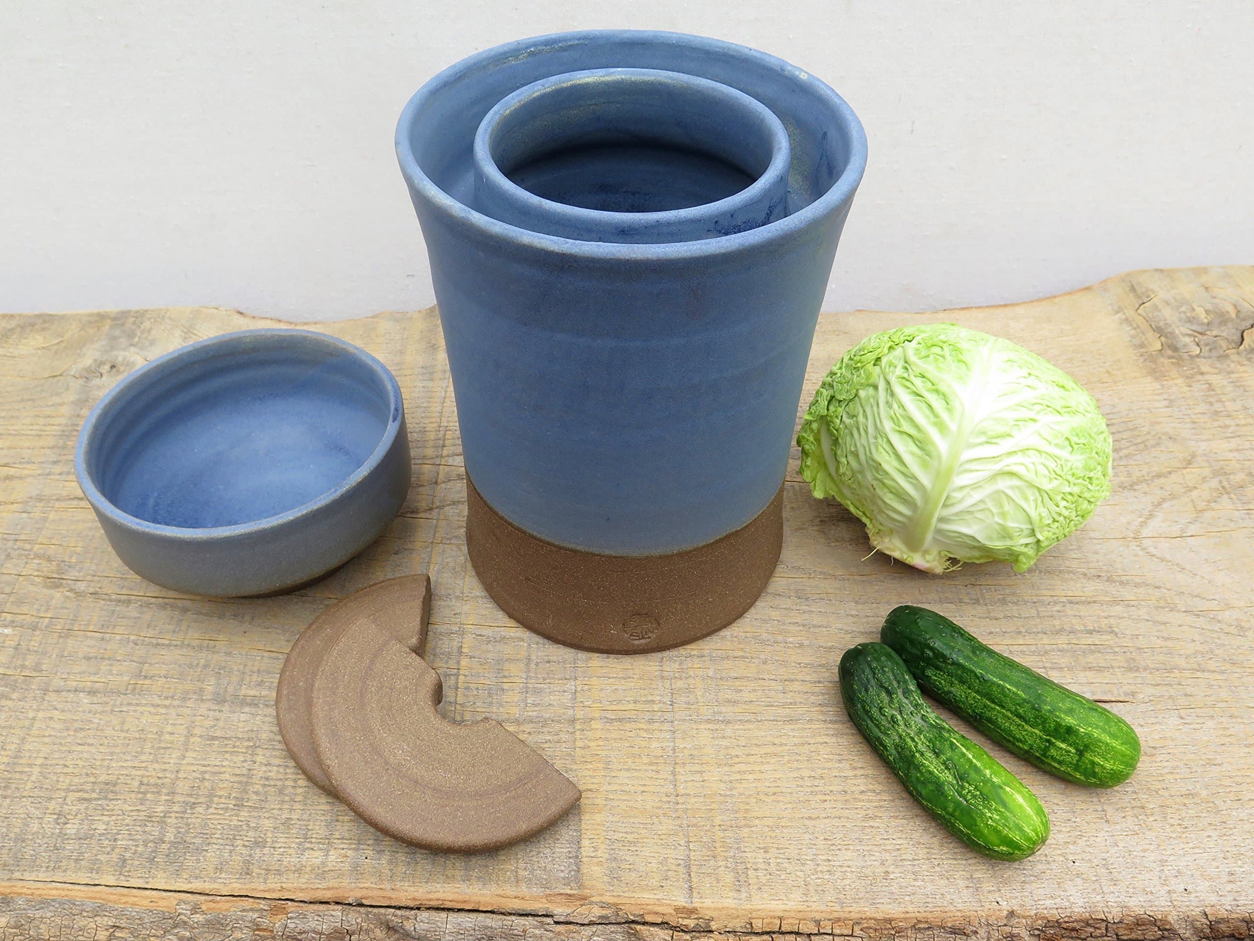 SVEN Ceramics Small Blue Fermentation Crock