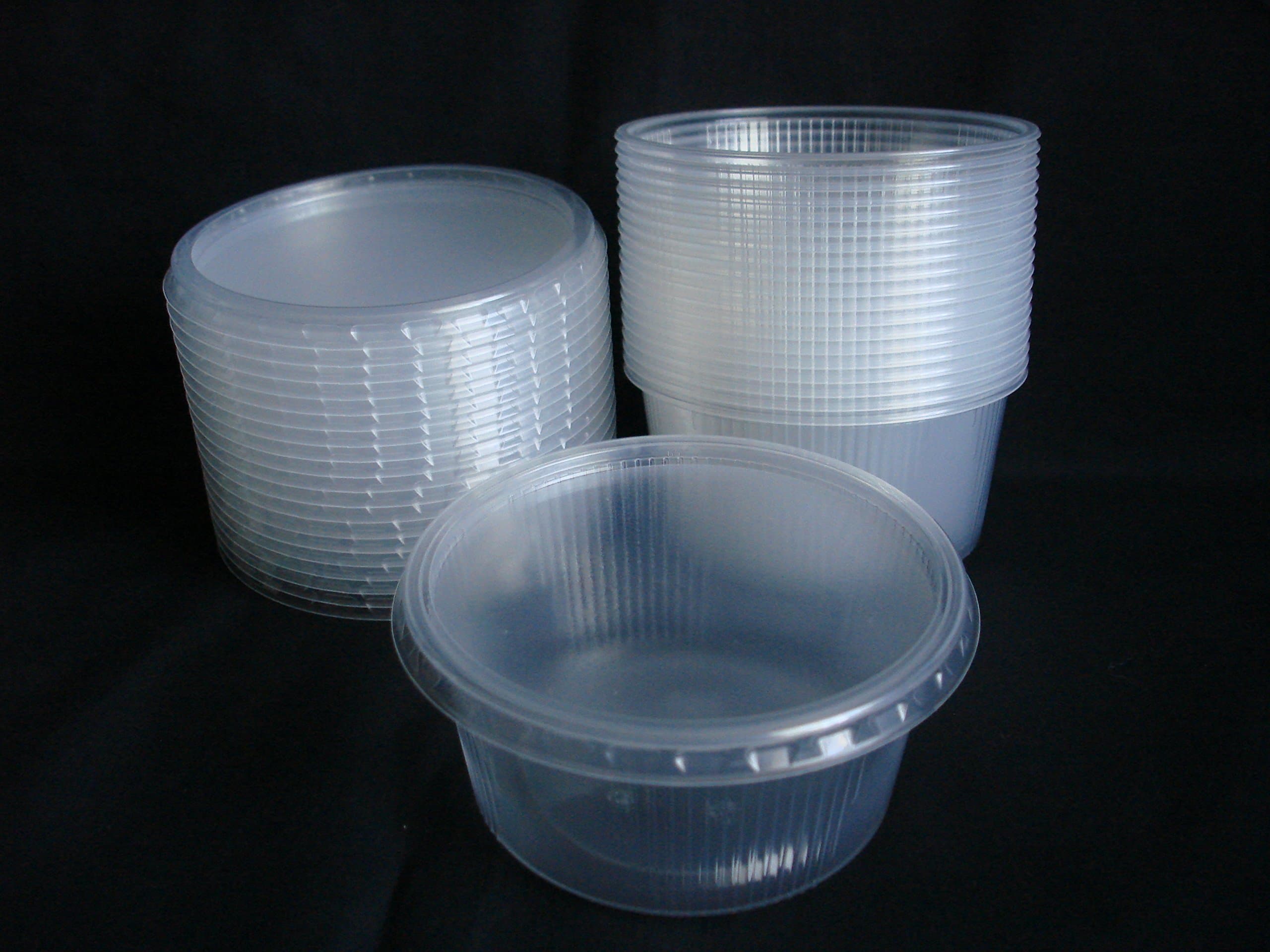 Set 20pcs 8 oz (250ml) Small Disposable Plastic Round Containers Buckets with Lids for Foodstuff. New