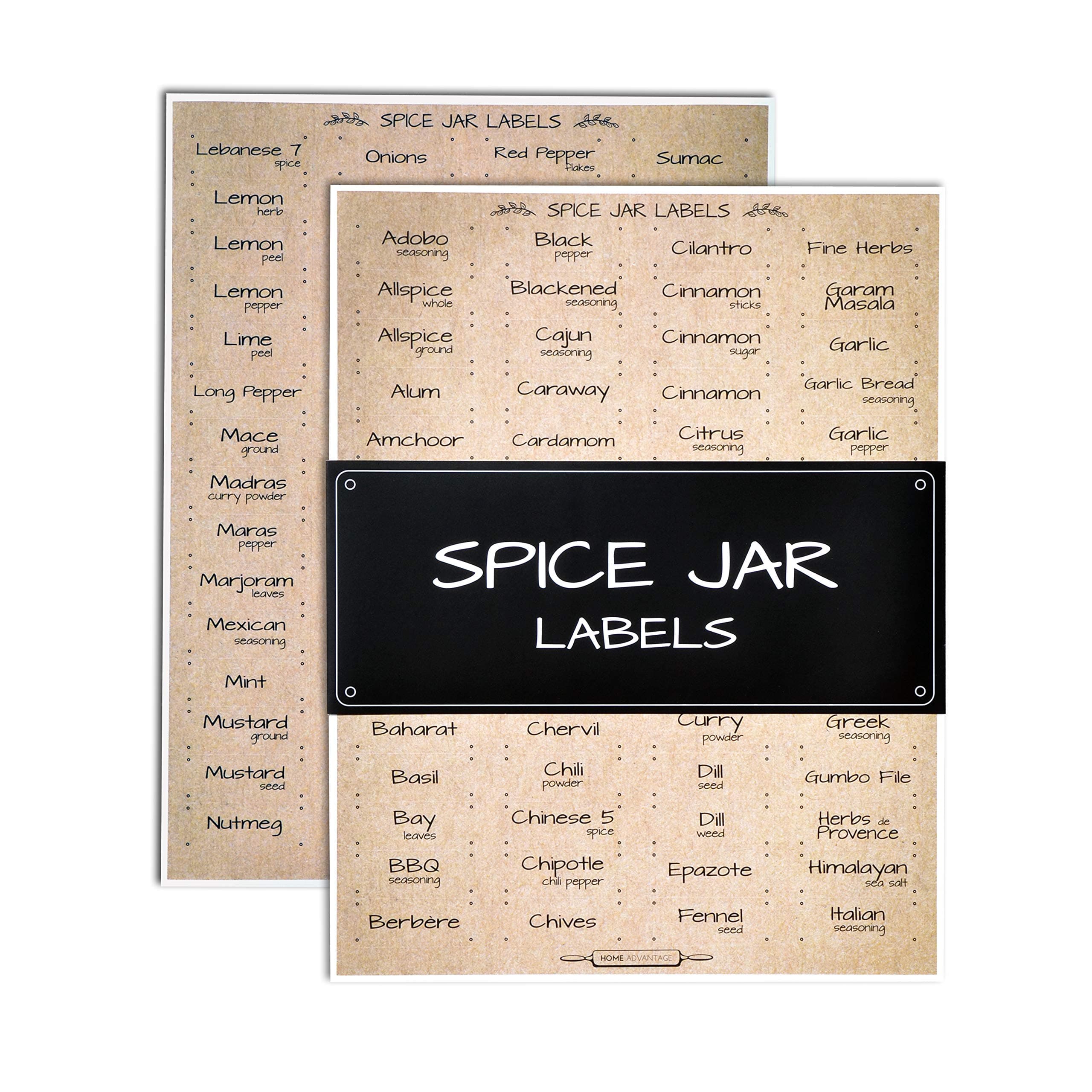 Home Advantage Spice Jar Labels Rectangle Style (Kraft)