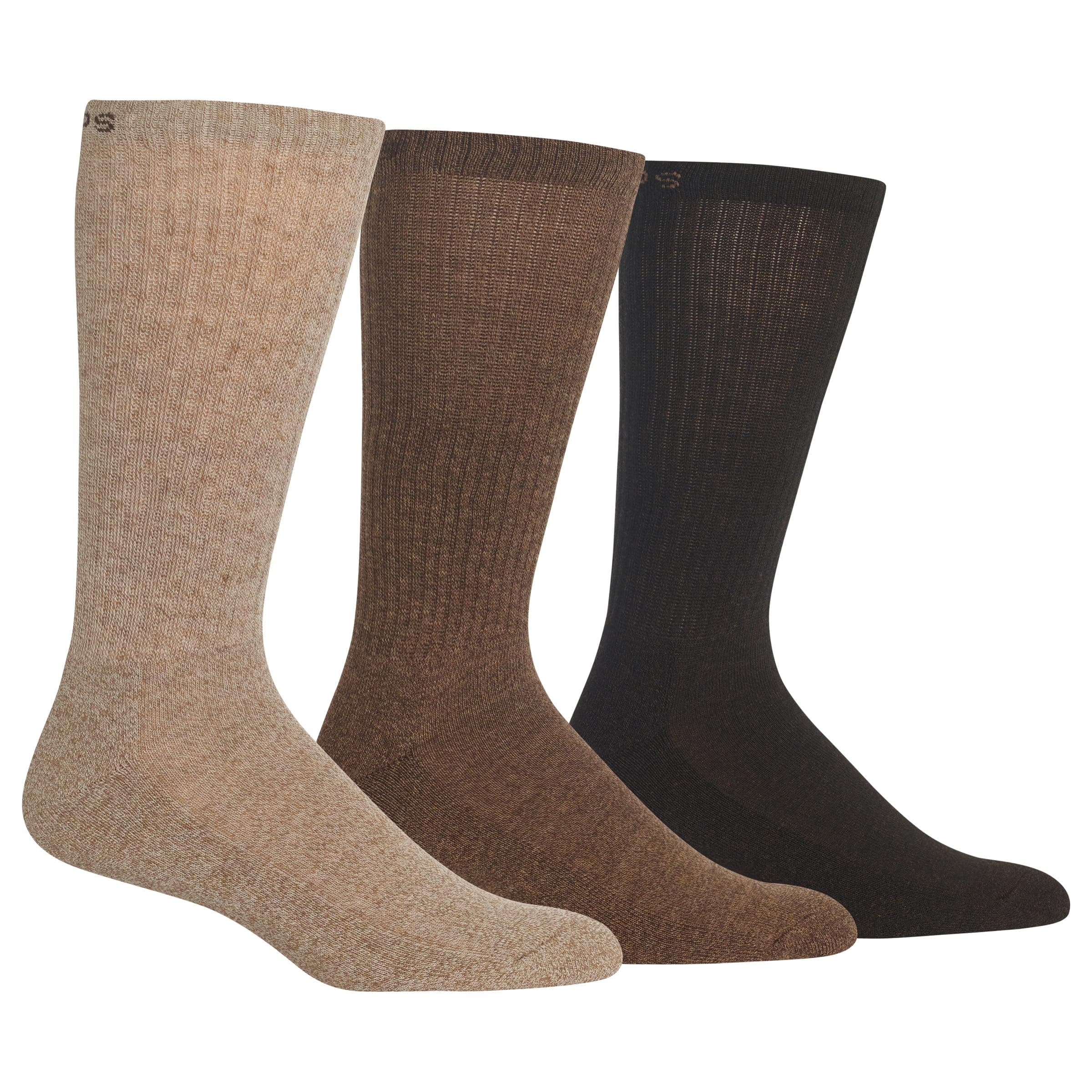 Men's Solid Mock Rib Crew Poly Cotton Blend Socks (3 & 6 Pairs)