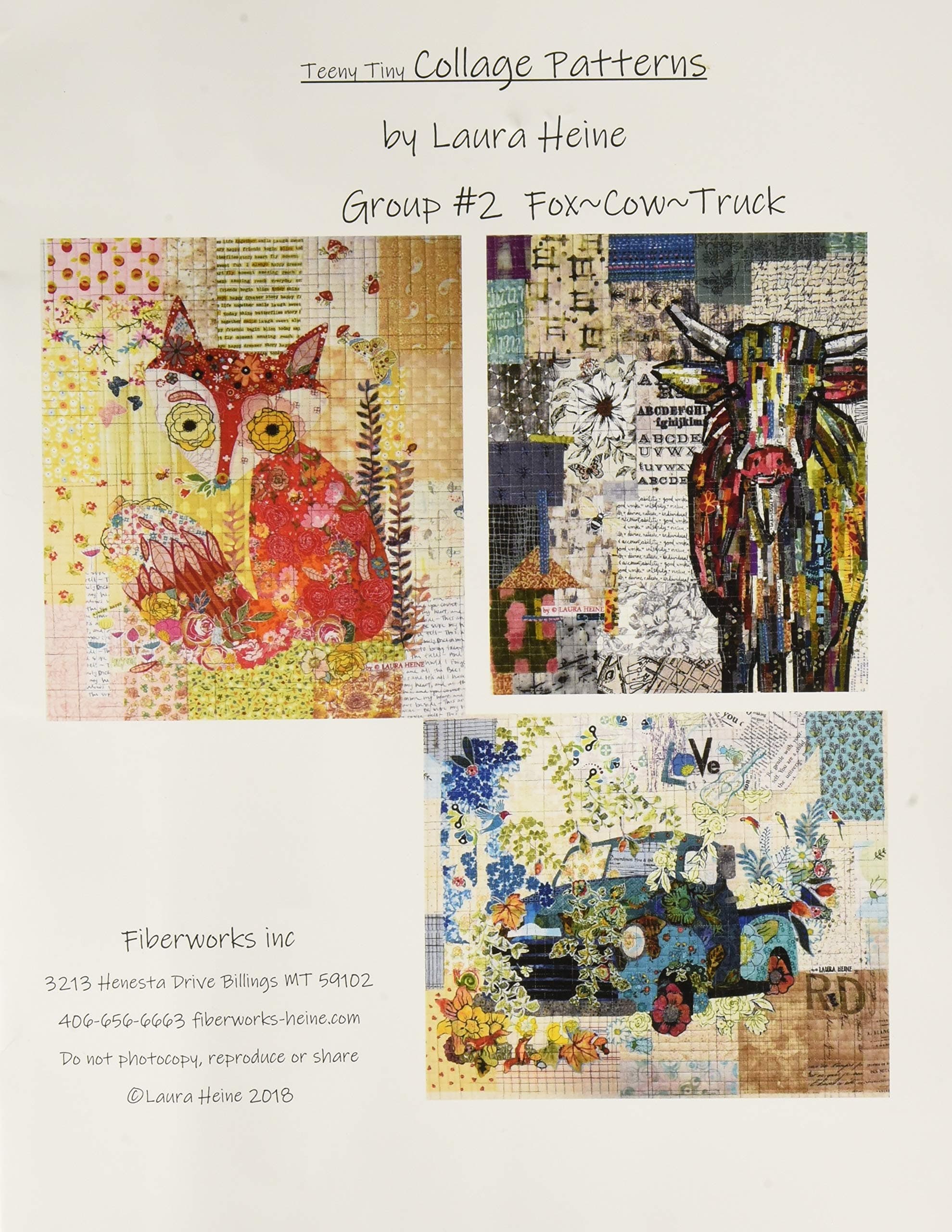 Laura HeineTeeny Tiny Collage Quilt Pattern Group 2 - Fox, Cow, Truck