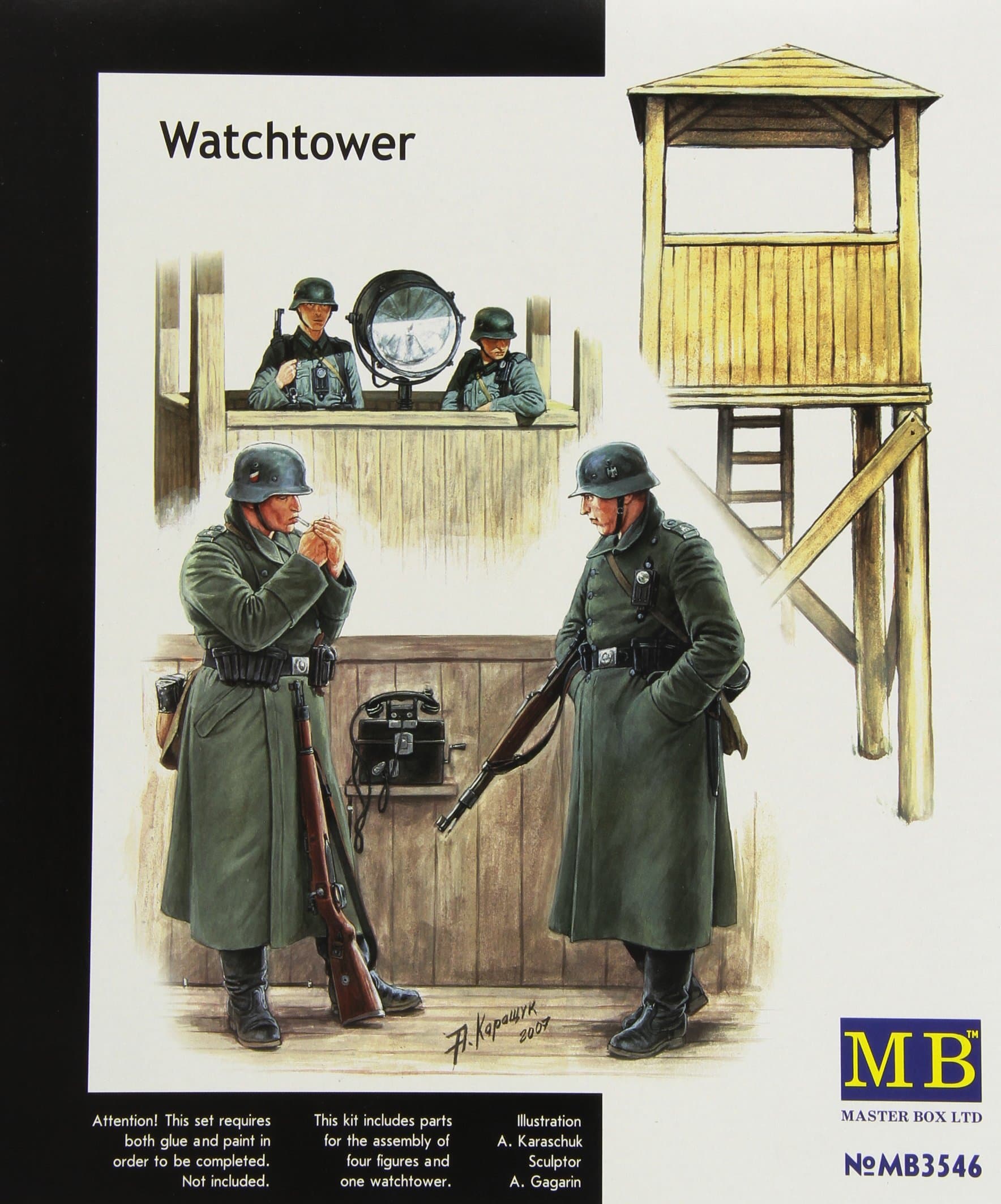 Master Box Watch Tower with 4 Figures Figure Model Building Kits (1:35 Scale)