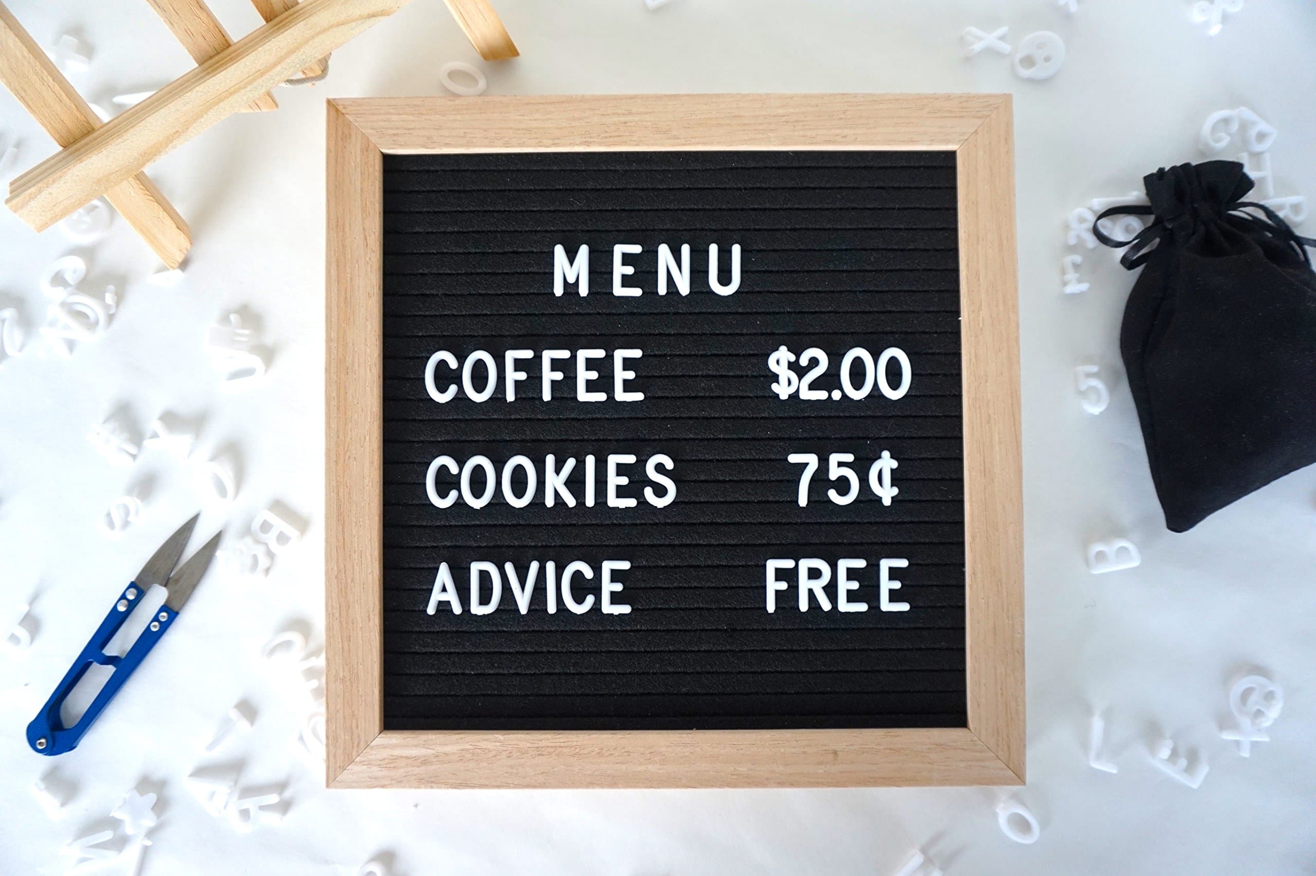 Felt Letter Board - Wooden Solid Oak Frame 10” x 10” - Changeable White Letters (340pc.) - Mounting Hook, Personalized Decorative Sign w/FREE STAND