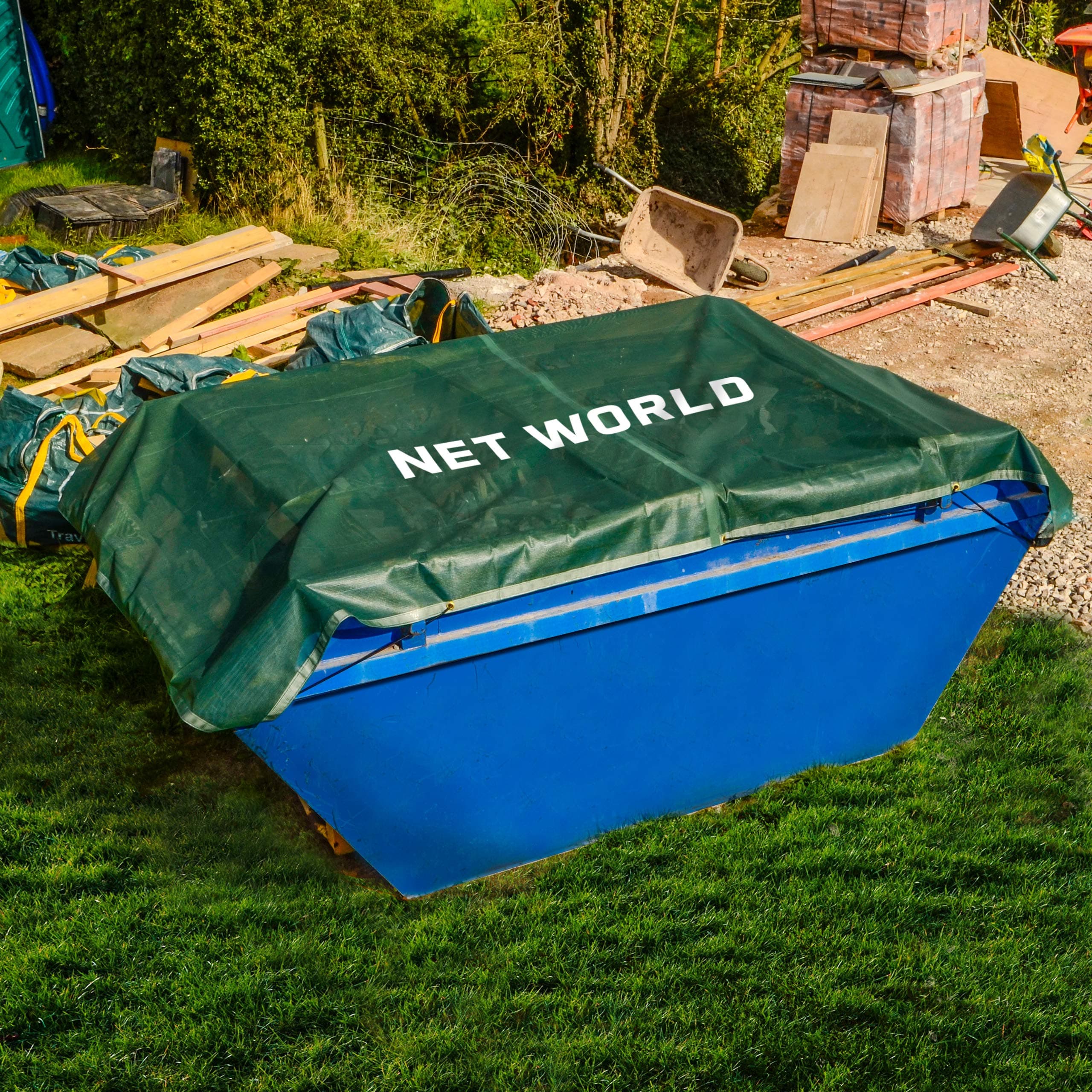 Heavy Duty Skip & Vehicle Nets - Cargo Net | Cargo Net | Outdoor Boot Storage | Storage Net | 300GSM Mesh / 3mm Skip Netting [5 Sizes] (Mesh/Tarp Skip Nets, 15ft x 9ft)