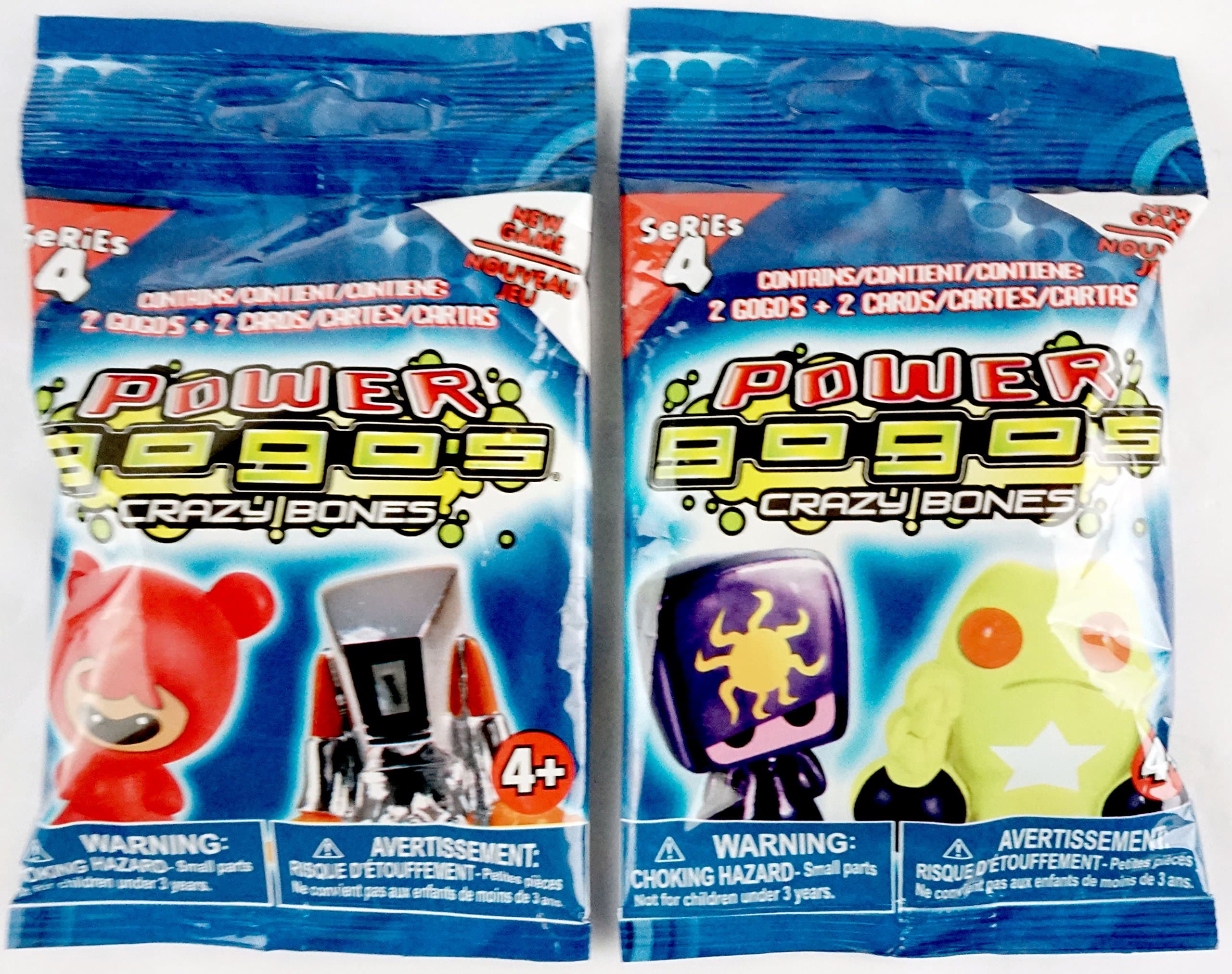Power GoGo's Crazy Bones - Series 4-2 Pack Set- Each Pack of 2 Figures & 2 Stickers - New Game Exclusive Collectable Edition