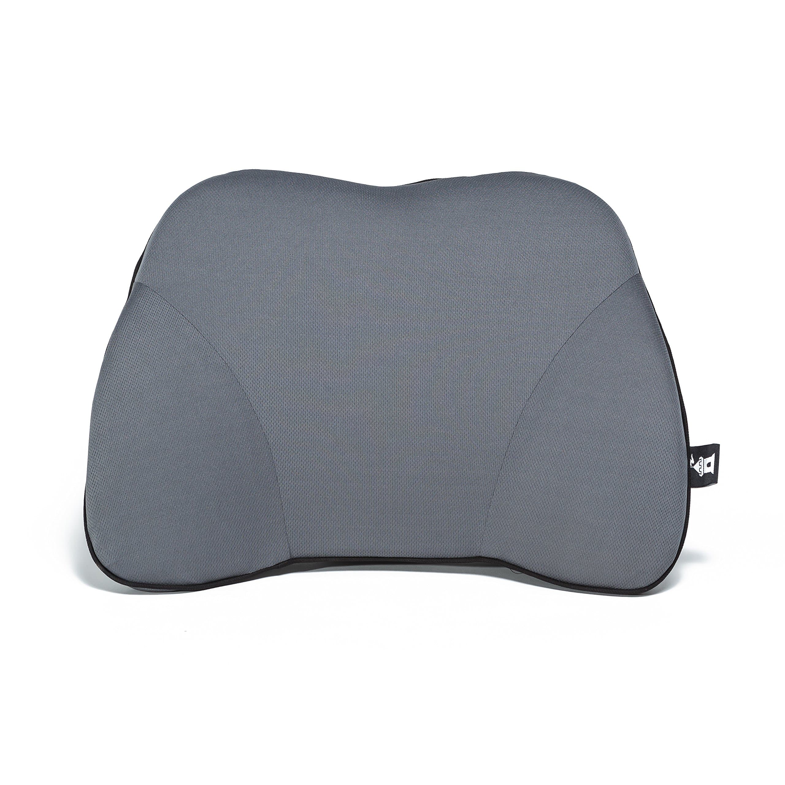 Castle Squire Firm Memory Foam Lower Back Backrest - Dense Foam Padding Lumbar Support Pillow for Home, Office, Auto, and Travel (Squire Size, Stone)