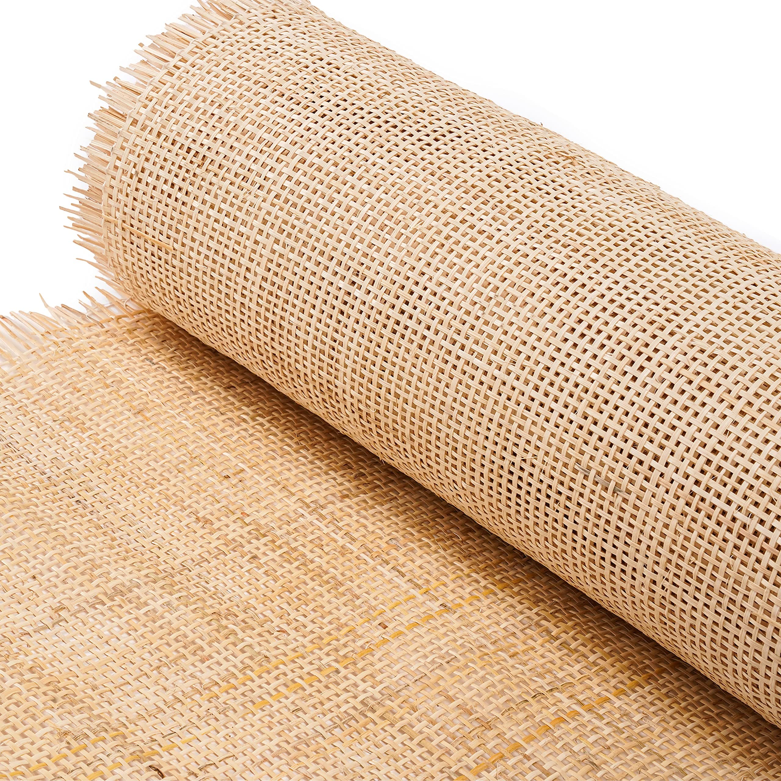 18" Width Square Rattan Cane Webbing Roll 12 Feet for Caning Projects Fine Radio Net Mesh Pre Woven Open Rattan Fabric Furniture Woven Rattan Sheet Crafts Chair Caning Supplies Wicker (12 Feet)