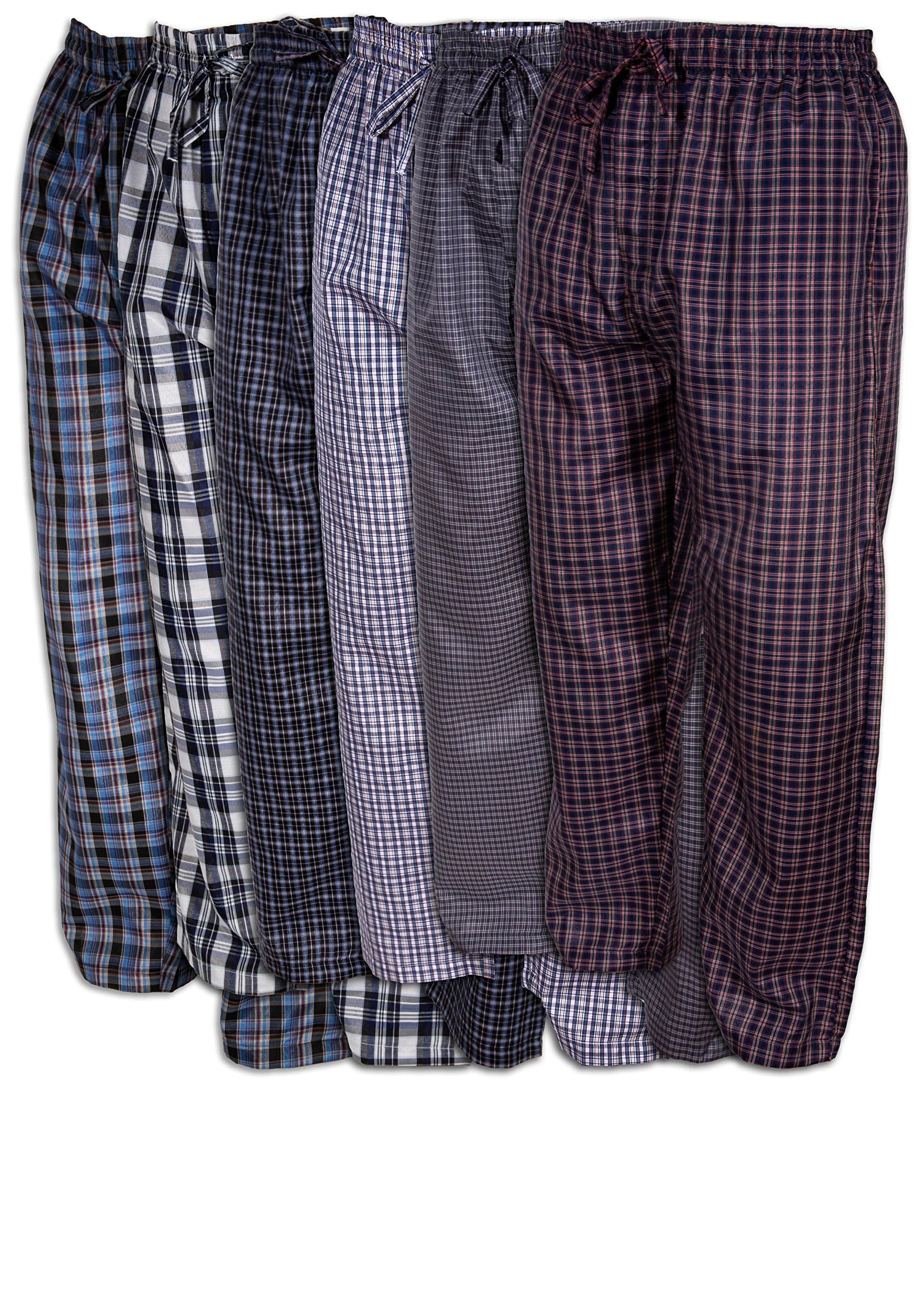 Basics Men's 6 Pack Woven Drawstring Thin - Lightweight Sleep & Lounge Pants