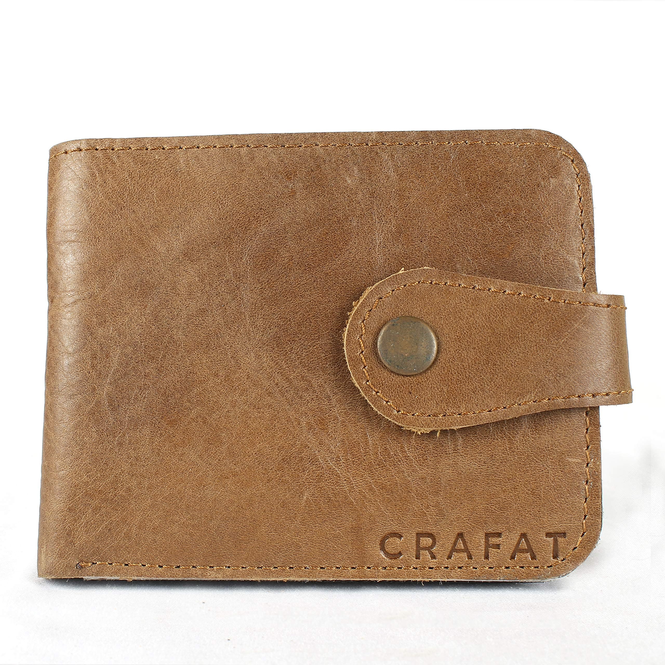 CRAFAT Leather Wallet Sleek and Minimalist with Easy Pull Tab for Men with Gift Box, (Brown)