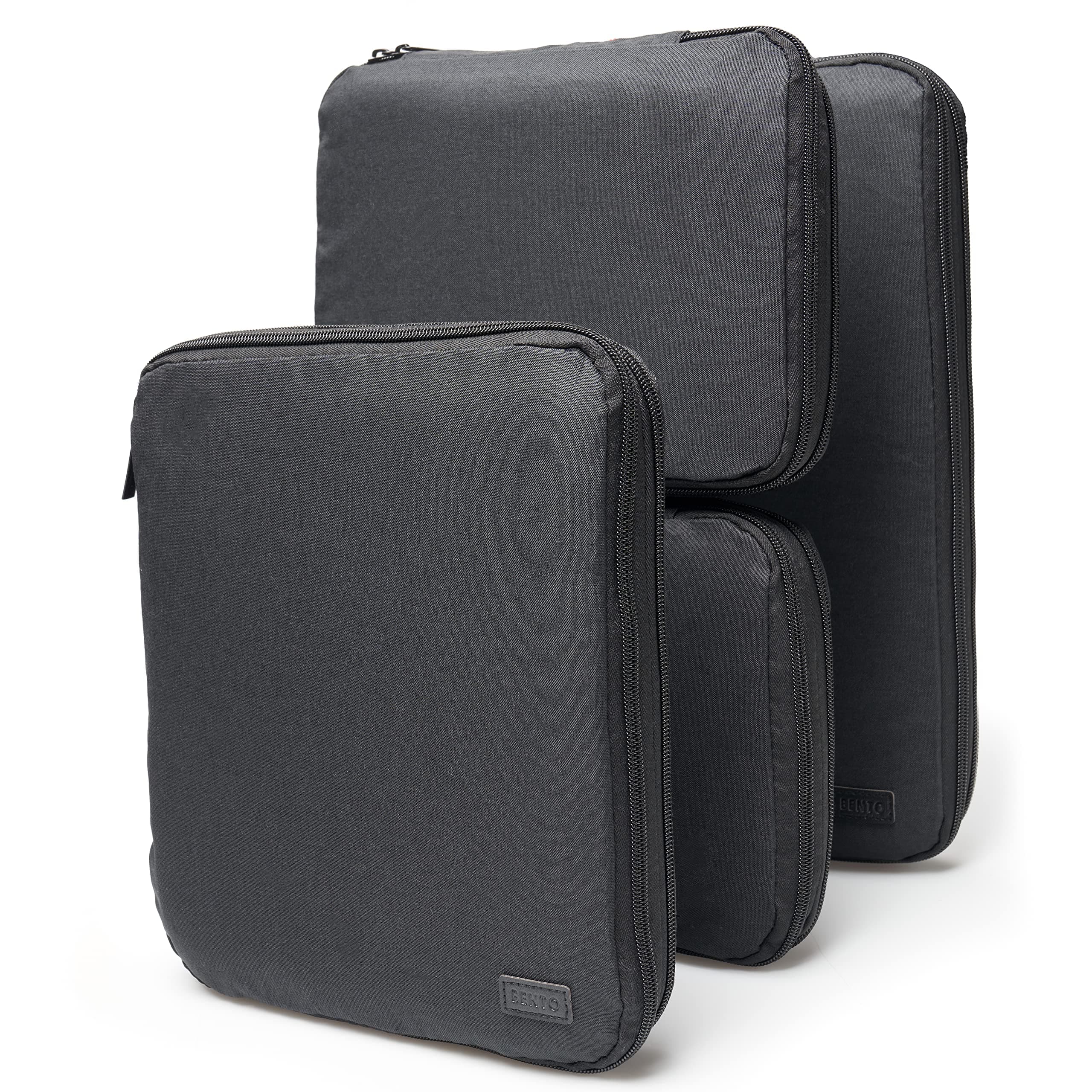 BentoCompression Packing Cubes for Travel, Packing Cube Set (Black 4 Piece Set)