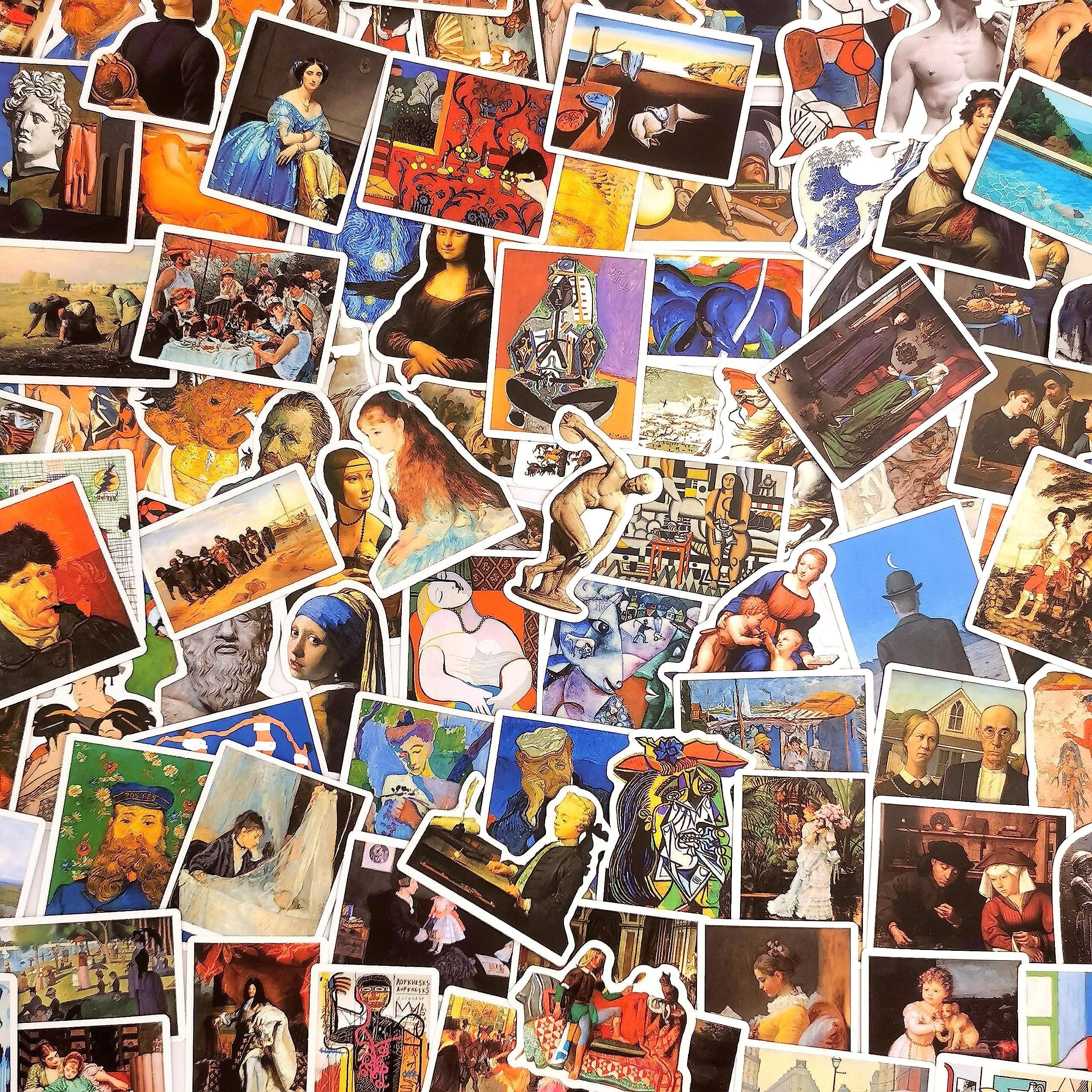 Aspcsmomt 104 pcs Famous Art Painting Stickers Pack,Aesthetic Stickers for Laptop Phone Water Bottles Bike Scapbook Computer,Waterproof Vinyl Artist Decals