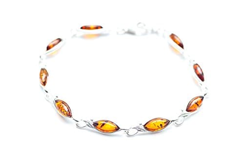 Subtle Baltic Amber & Sterling Silver Link Bracelet