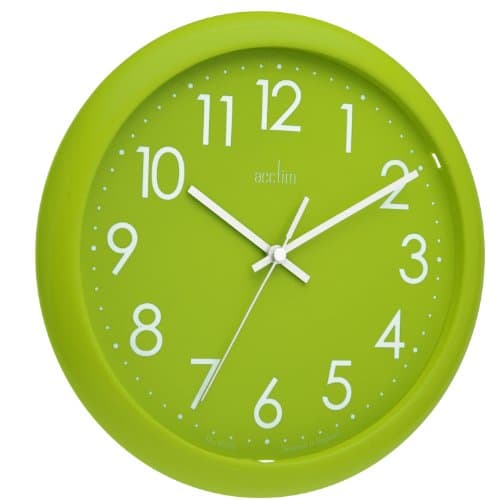 Acctim Abingdon Wall Clock Quartz Easy Read Arabic Numbers Lime Green 25cm 21895