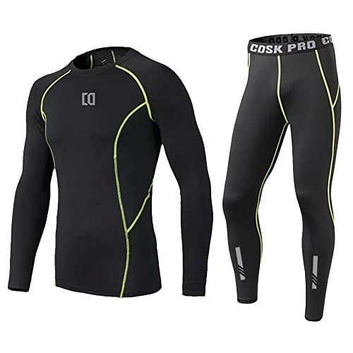 Boys' Performance Compression Base Layer Long Sleeve Top + Bottom Thermal Set for Fitness Running Football Training