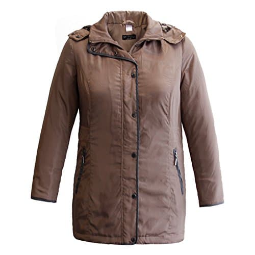 MS VASSA Women's Winter Removable Lined Parka Plus Size Coat Hooded Ladies Jacket 8XL Taupe