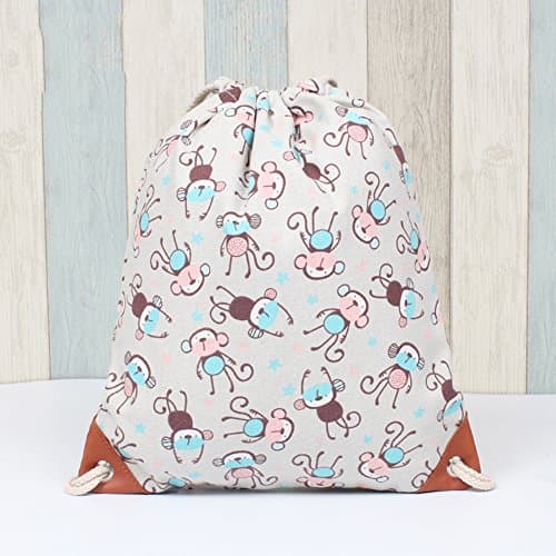 AIURBAG Cute Monky Foldable Canvas Sack Basic Gym Tote Dance Bag For Swimming Shopping Sports Women Men Boys Girls
