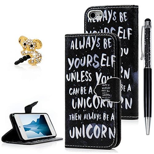 Touch 5 Case, STXMALL Pattern Stylus PU Leather Flip Wallet Pouch Cover Notebook Stand Case with Card Holder Dust Plug and Stylus Pen for iPod Touch 5