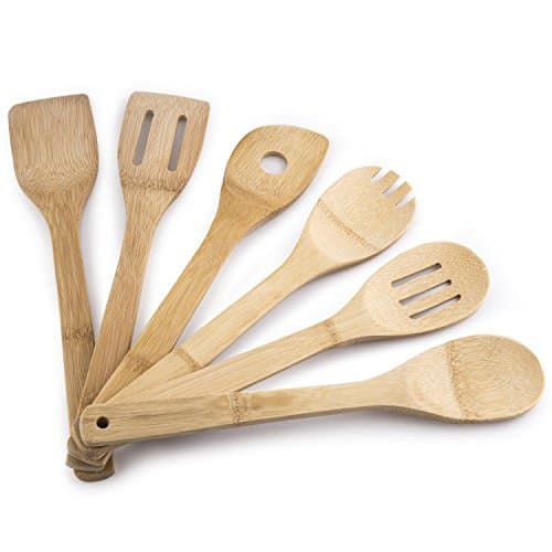 MEGALOWMART 6 Piece Bamboo Kitchen Tools Utensil Set