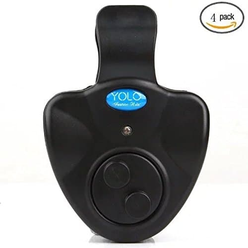 4 pack Electronic Fish Finder Bite Alarm LED Light Alert Bell Clip on Fishing Rod Black
