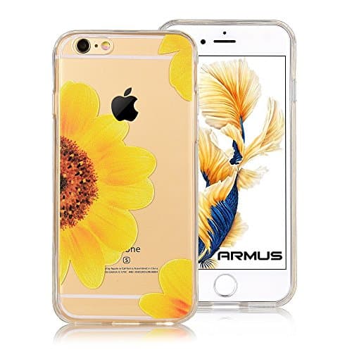 iPhone 6/6s case nature flower pattern,ARMUS Hybrid Case Shock Absorbing TPU Bumper+Hard Back Cover Clear with Premium Quality 3D print Protective Case for 4.7inches iphone 6s/6(Sunflower)