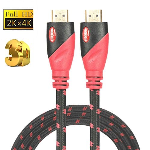 HDMI Cable 10 ft - High-Speed HDMI 2.0 (4K) Red & Black Braided Cable 18 Gbps - Support Ethernet 4K 3D 2160p 1440p 1080p UHD and Full HD, For DVD, TV, Home Theater, Blu-ray Player (10 FT)