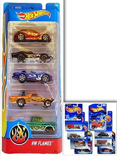Hot Wheels HW Flames Showdown Bundle: 5 Pack- '68 El Camino, '69 COPO Corvette, Dodge Viper RT/10, Chysler Pronto, Custom 62 Chevy (Colors May Vary) & 1 Hotwheels ShowdownDie Cast Metal Car