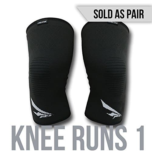 2nd Era Knee Runs 1 - Best Compression Knee Support Sleeves Brace Wraps - For Professional Elite Athletes: Running, Jogging, Bodybuilding, and Weight Lifting - Sold as Pair (Black, Medium)