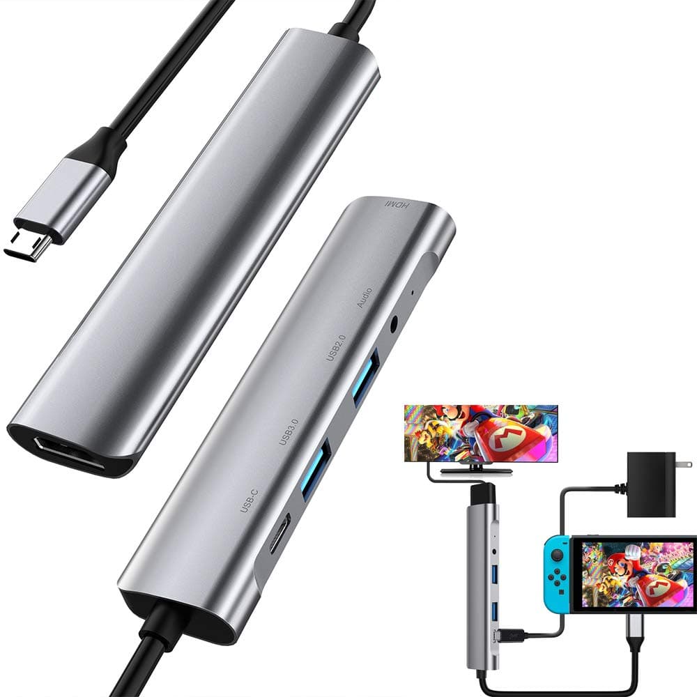 USB C to HDMI Multiport Hub,USB-C(USB3.1)Adapter PD Charger for Nintendo Switch,Portable 4K HDMI Dock for Samsung Dex Station S10/9/8/Note10/9/8/Tab S with 3.5mm Headphone Audio Travel Dock