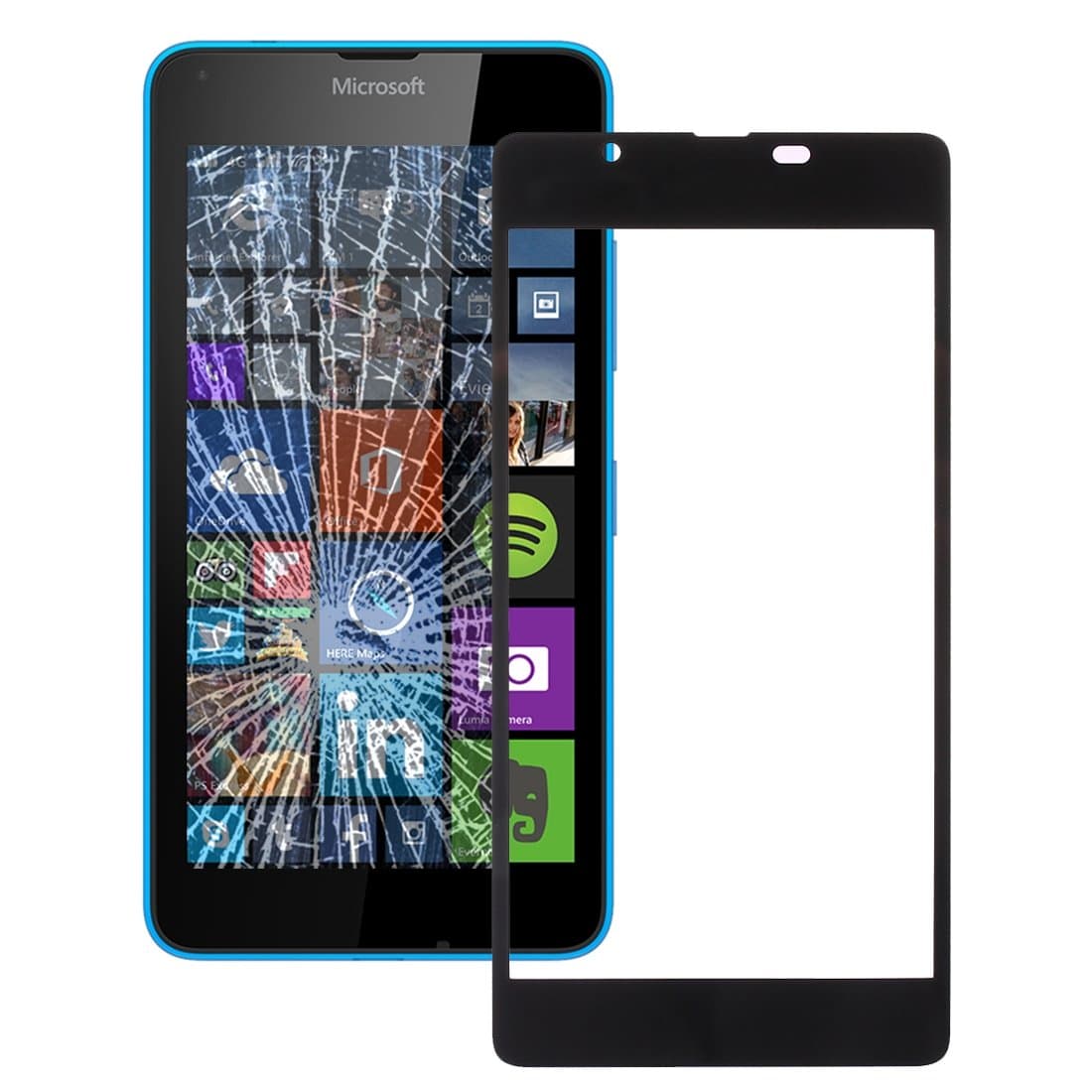 Microsoft Lumia 540 (Black) – Front Screen Replacement Display Glass Front Display Glass Glass Screen with Frame