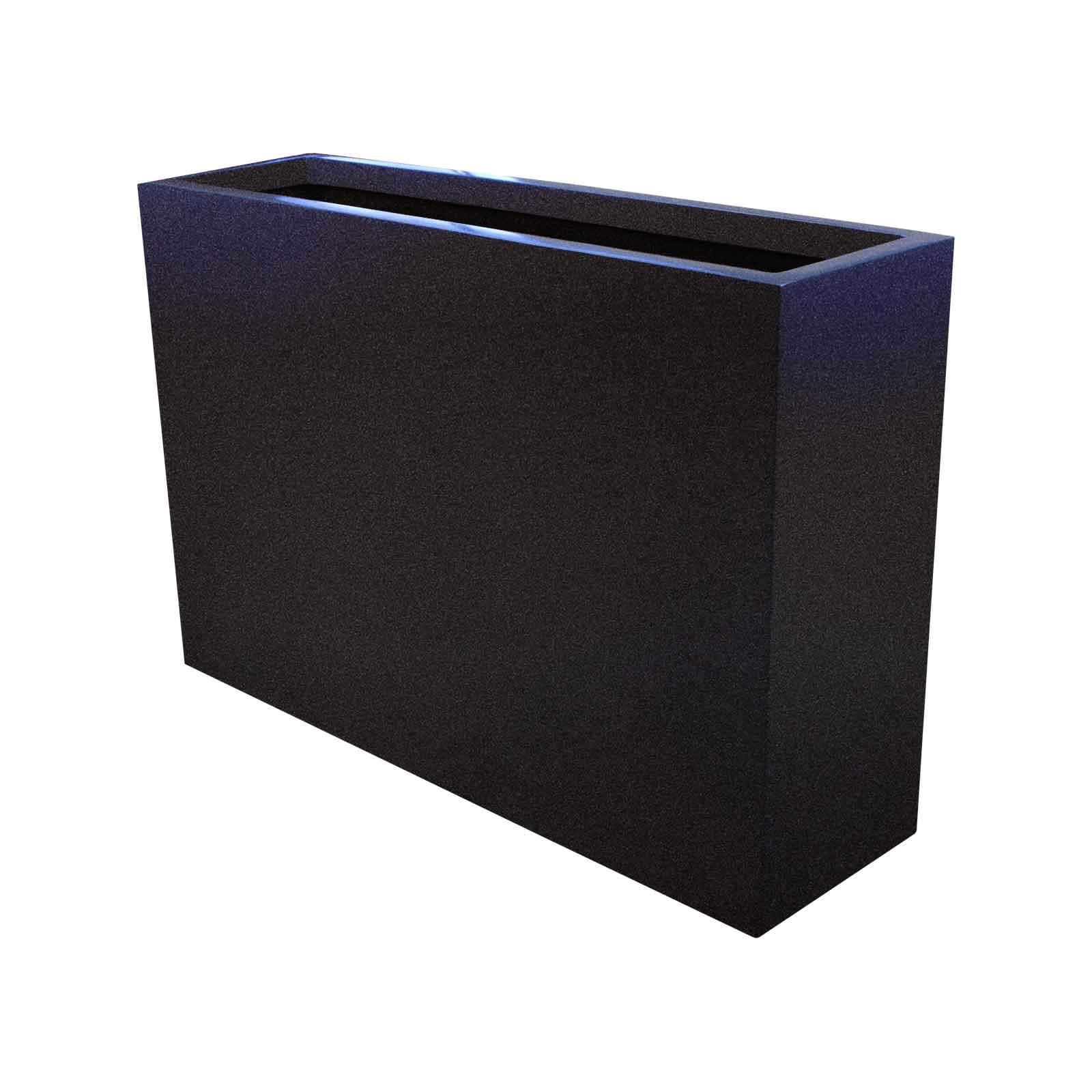 24” Long Milano Narrow Rectangular Modern Outdoor Planter Box | 10” Deep, 24” Tall | Decorative Fiberglass Flower Pot for The Garden, Patio, Home or Office - Gunmetal Metallic Finish