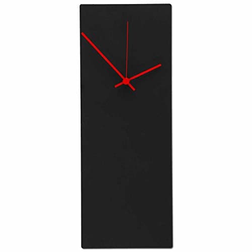 Modern Wall Clock 'Blackout Red Clock' by Nicholas Yust - Minimalist Decor Contemporary Clock on Polymetal