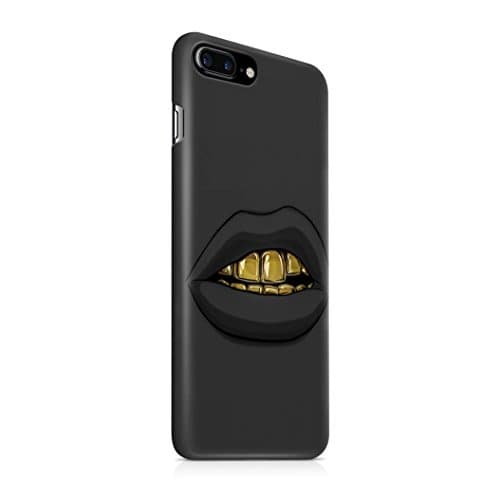 Black Lips With Golden Teeth Protective Hard Plastic Shell Case Cover For iPhone 7 Plus