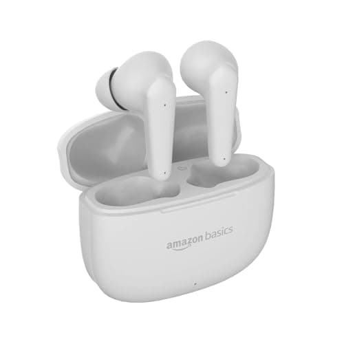 amazon basics TWS in-Ear Earbuds (S94) with Fast Charging up to 40 Hours of Playtime | Dual 10mm Driver | IPX4 Water-Resistance | Bluetooth 5.3 | Touch Control (White)