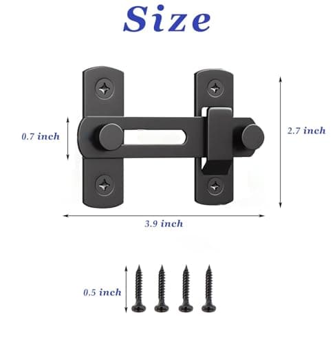 DOUBLE 2 C Barn Door Lock, Sliding Hardware Gate Latches, Carbon Steel Latches for Cabinet Window Closet, Black