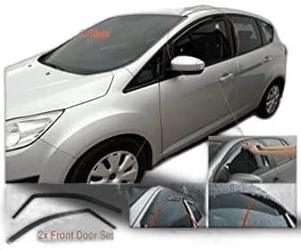 AC WOW 2x Wind Deflectors Compatible with Ford Focus C-MAX or Grand C-MAX (Mk2) 2011 2012 2013 2014 2015 2016 2017 2018 2019 Acrylic Glass Windows In-Channel Visors Rain Snow Sun Guards