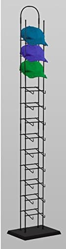 12-tier Hat Rack Tower Fits 6-8 Caps Per Tier w/ Black Wood Base