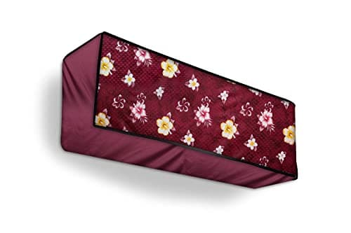 Split Ac Cover Indoor Unit For 2 Ton Capacity Ac, All Weather Polyester Cover / Attractive Digital Prints / Dustproof / Water Resistant Ac Cover (Maroon Flower)