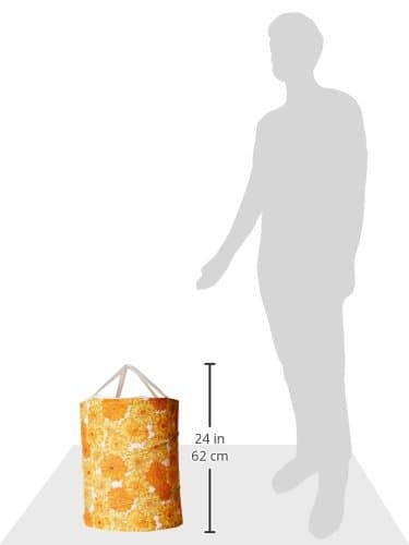 2 Piece Multipurpose Foldable Collapsible Pop-Up Round Laundry Bags Basket with Zippered Lid and Carry Handle (Random Colors and Patterns)