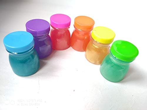 TITATO (6 Pack) Shiny Small Bottle Shape Liquid Slime Squishy Putty Toy Neon Colored Non-Toxic, Great Gift Idea, Party Favors, Baby Shower (Age:3+)