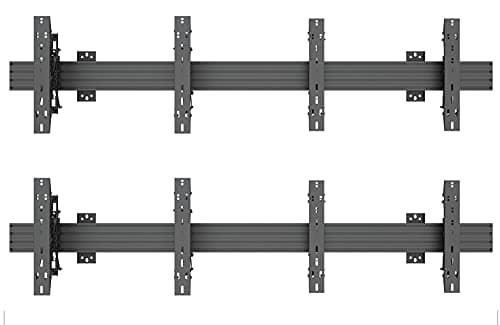 2x2 Video Wall Pop Out Mounting System Horizontal Rails Four Fixed Displays with with Micro Adjustment Arms Vesa Universal TV Television Monitors Modular