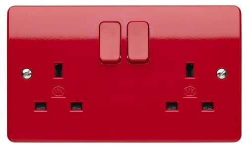 MK K2747D1RED 13 amp 2-Gang Double-Pole Switch Socket