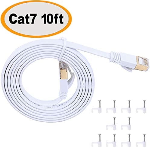 Cat 7 Shielded Ethernet Cable(10GB) - Jadaol Fastest Cat7 Flat Ethernet Patch Cables - Internet Cable for Modem, Router, LAN, Computer,Switch - Compatible with Cat 5e, Cat 6 Network