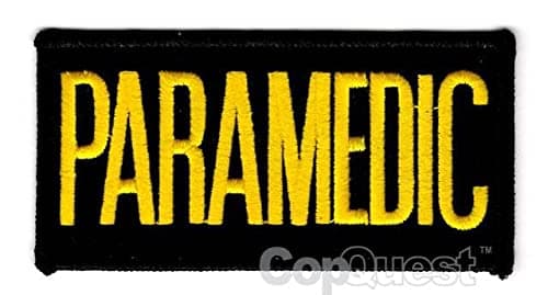 Paramedic Chest Patch - 4 x 2 - Medium Gold Lettering - Black Backing - Sew on