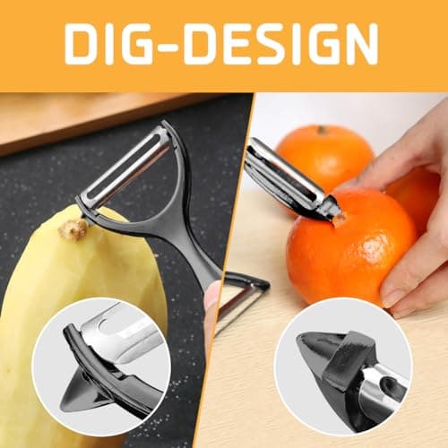 Vegetable Peeler, Potato Peelers for Kitchen Stainless Steel Multi-function Set Fruit Peeler For Kitchen and Household Tools Y & I Shape Swivel Blades with 2 Orange Citrus Peelers